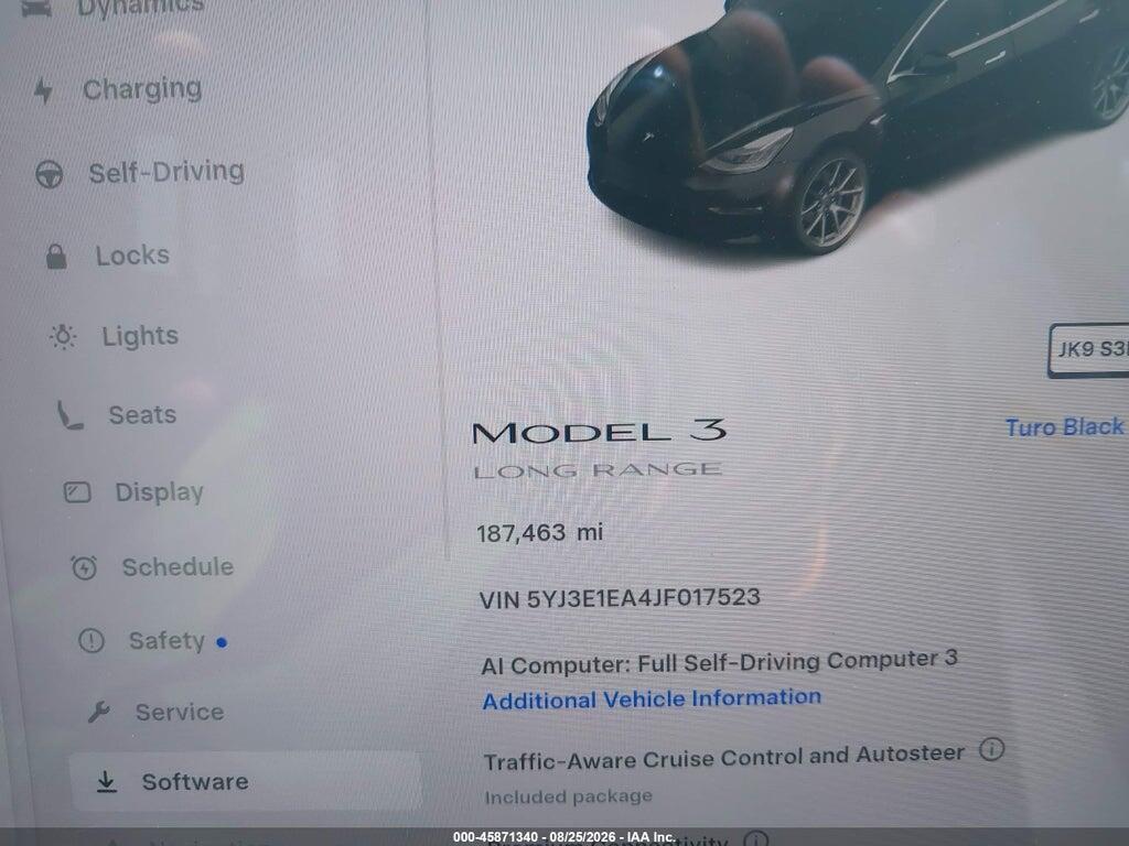 5YJ3E1EA4JF017523 2018 TESLA MODEL 3 photo no. 4