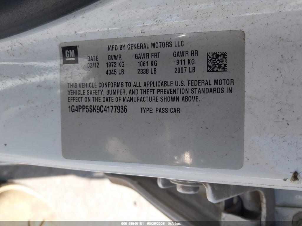 1G4PP5SK9C4177936 2012 BUICK VERANO photo no. 9