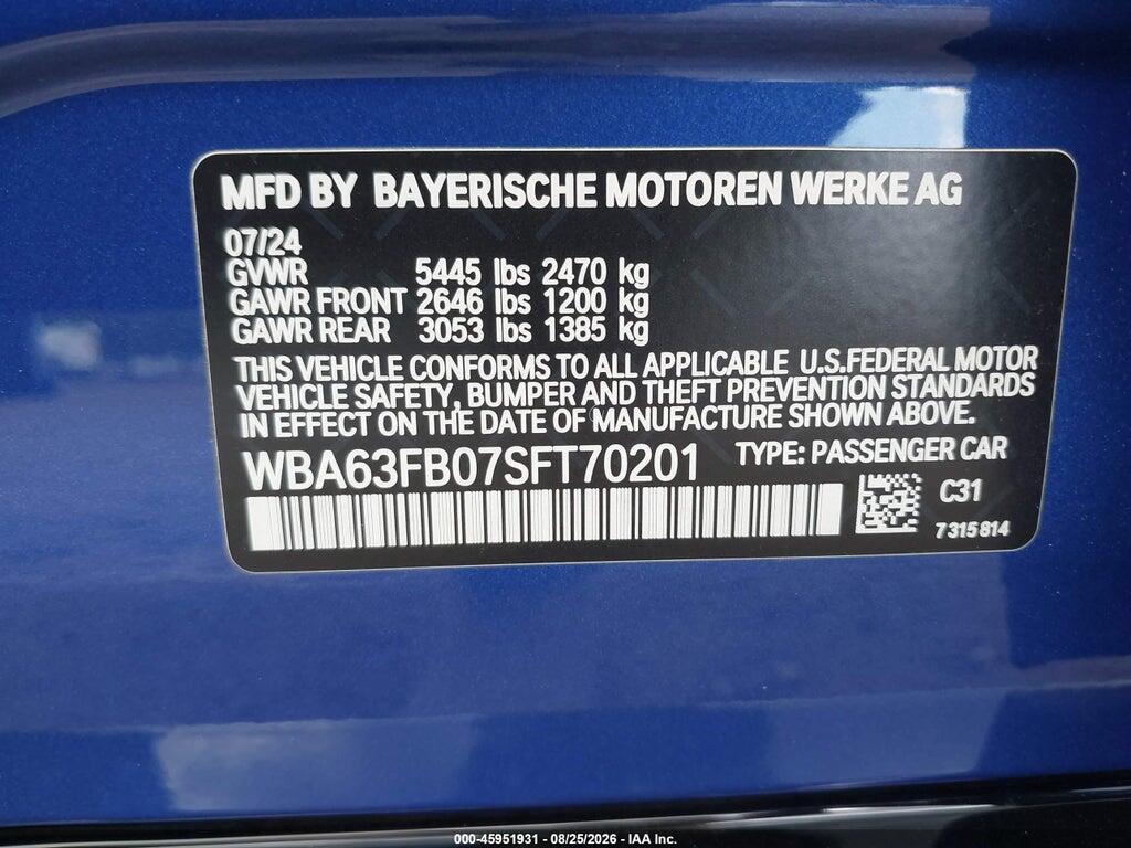 WBA63FB07SFT70201 2025 BMW M440I GRAN COUPE photo no. 9