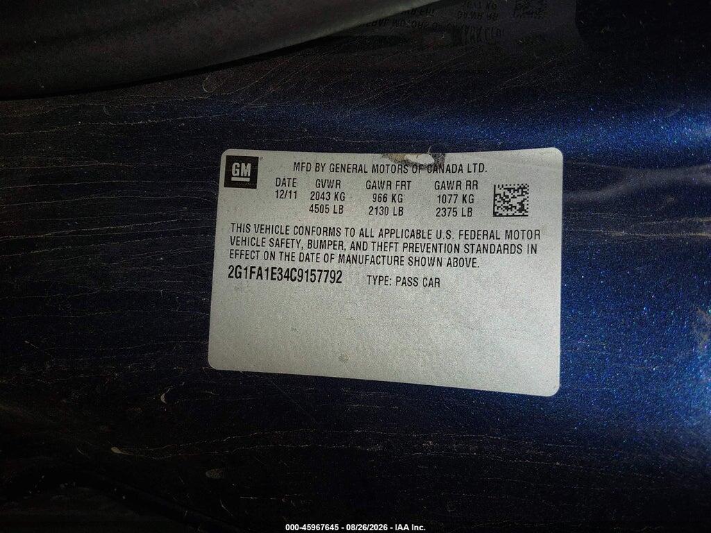 2G1FA1E34C9157792 2012 CHEVROLET CAMARO photo no. 9
