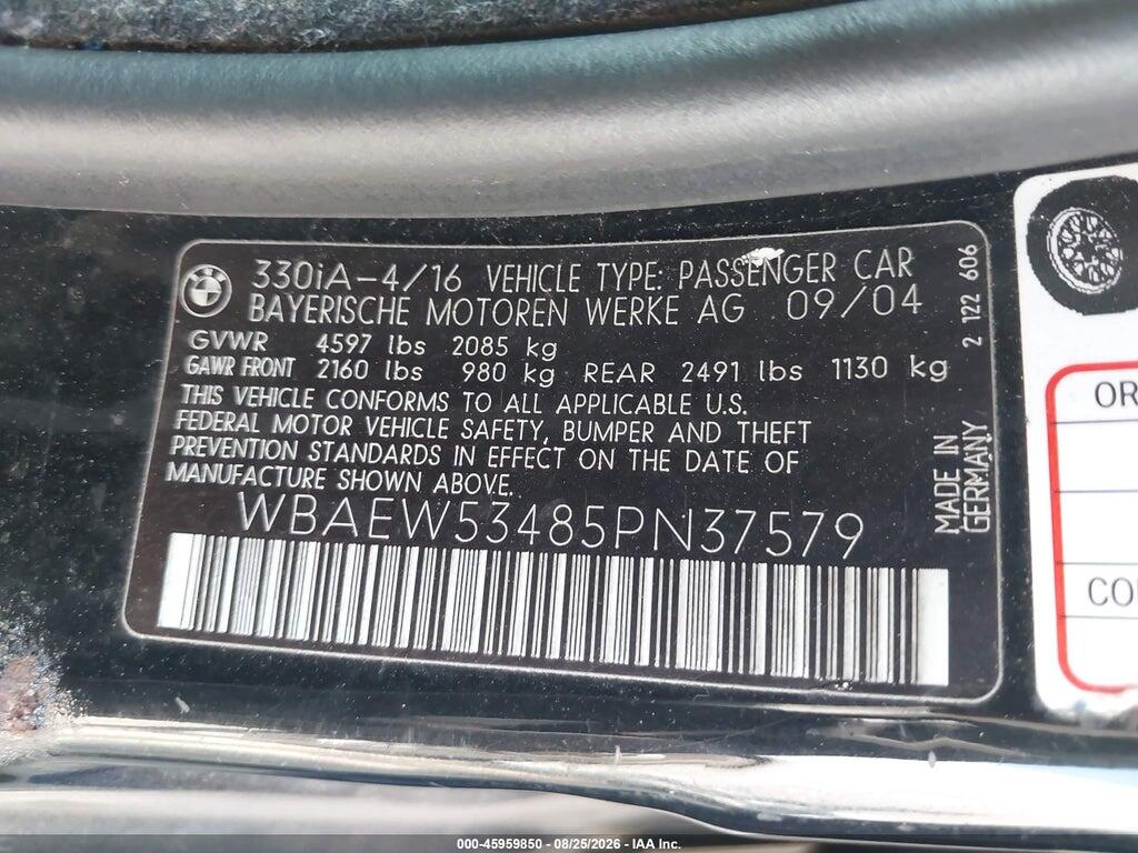 WBAEW53485PN37579 2005 BMW 330XI photo no. 9
