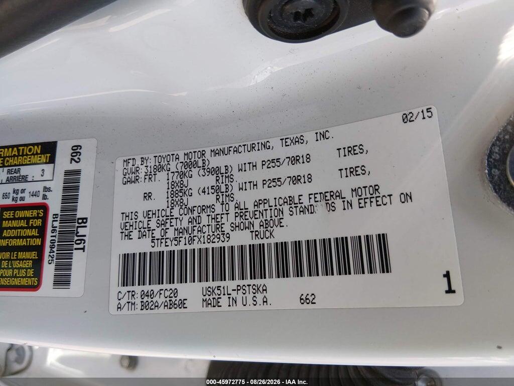 5TFEY5F10FX182939 2015 TOYOTA TUNDRA photo no. 9