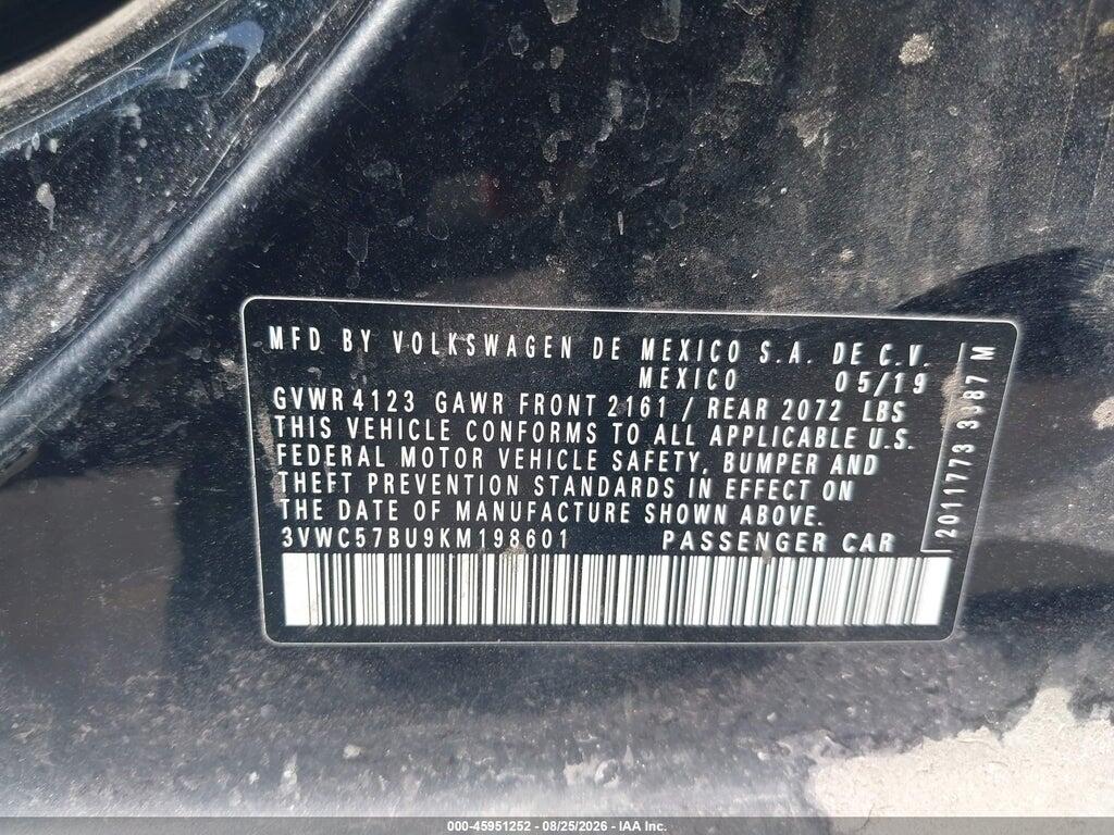 3VWC57BU9KM198601 2019 VOLKSWAGEN JETTA photo no. 9