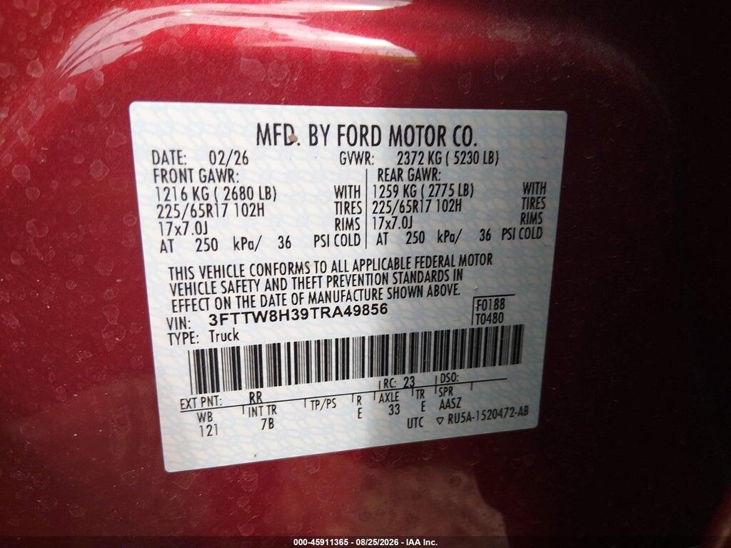 3FTTW8H39TRA49856 2026 FORD MAVERICK photo no. 9
