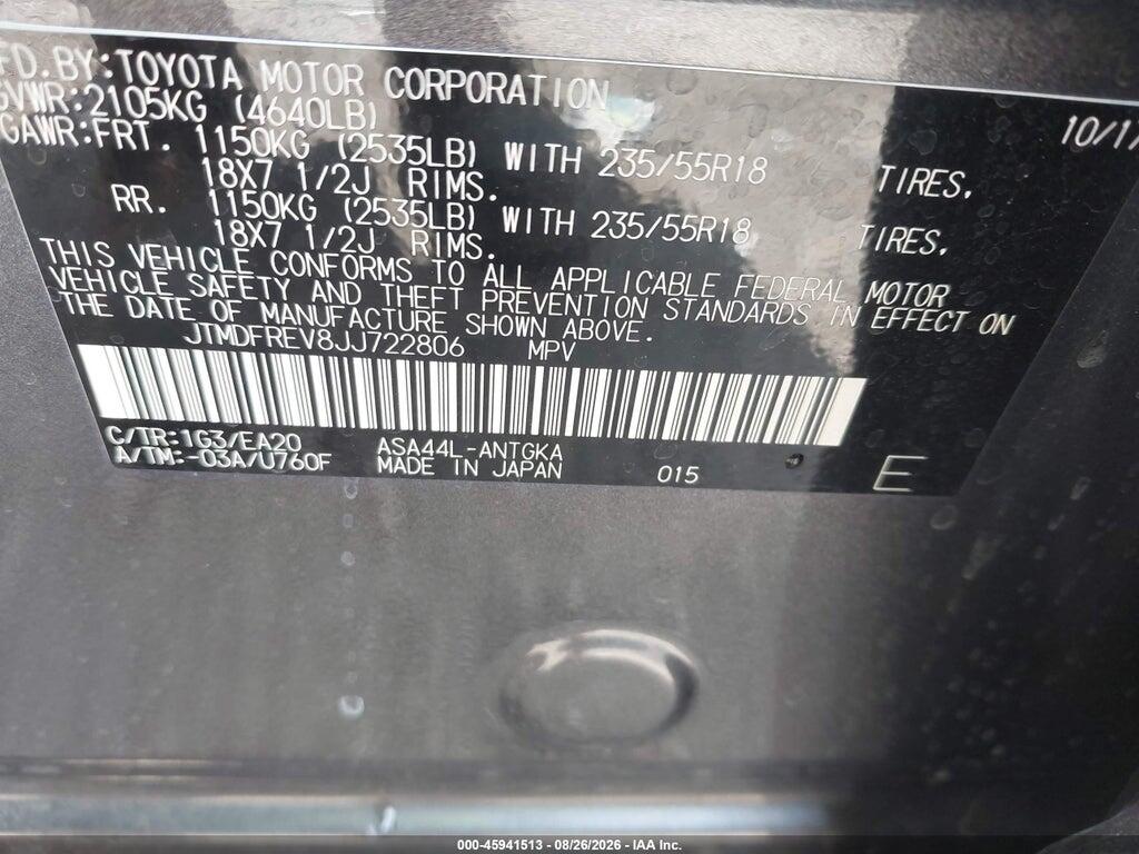 JTMDFREV8JJ722806 2018 TOYOTA RAV4 photo no. 9
