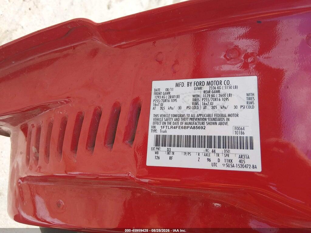 1FTLR4FE6BPA85692 2011 FORD RANGER photo no. 9