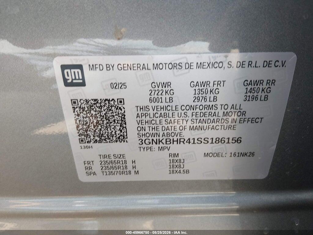 3GNKBHR41SS186156 2025 CHEVROLET BLAZER photo no. 9
