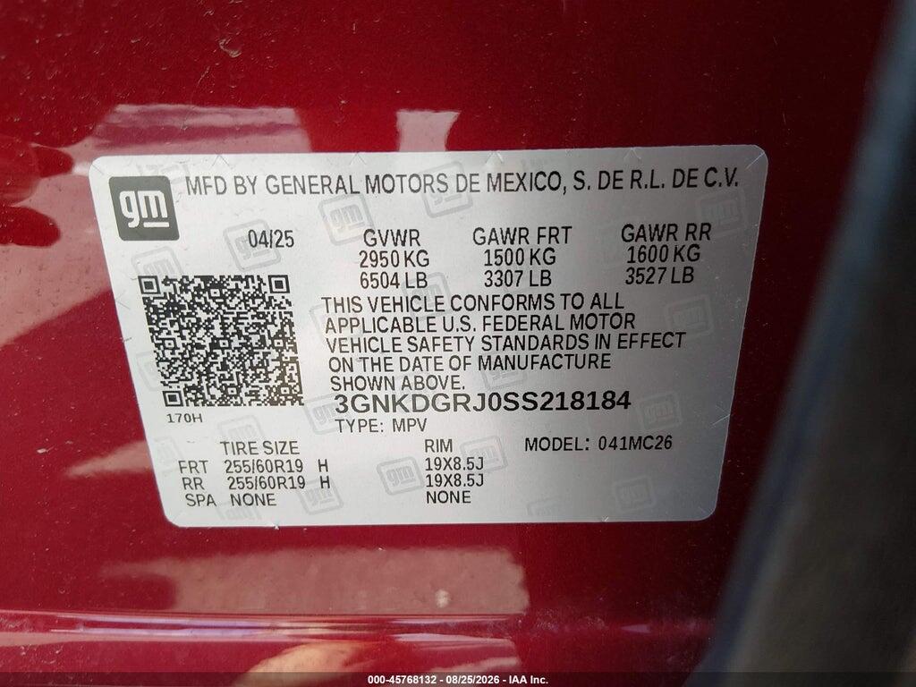 3GNKDGRJ0SS218184 2025 CHEVROLET BLAZER EV photo no. 8