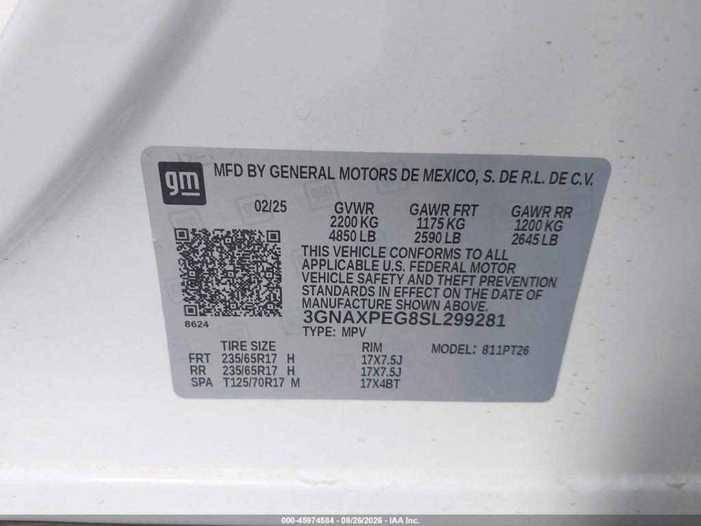 3GNAXPEG8SL299281 2025 CHEVROLET EQUINOX photo no. 9