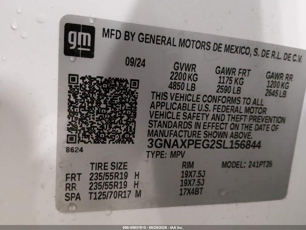 3GNAXPEG2SL156844 2025 CHEVROLET EQUINOX photo no. 9