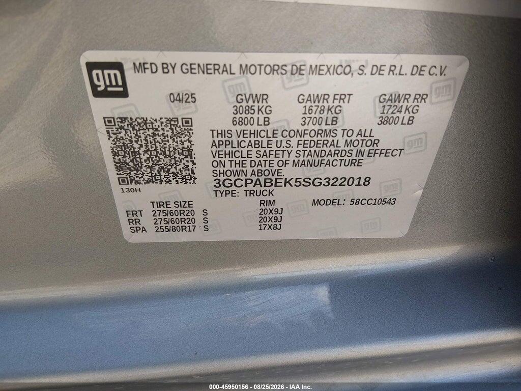 3GCPABEK5SG322018 2025 CHEVROLET SILVERADO 1500 photo no. 9