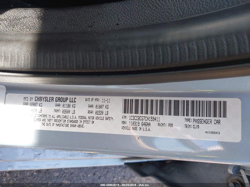 1C3CCBCG7CN159411 2012 CHRYSLER 200 photo no. 9
