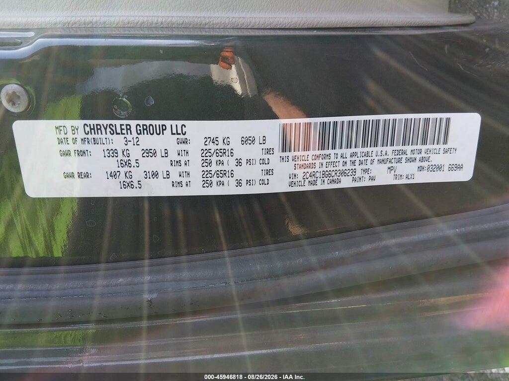 2C4RC1BG6CR306239 2012 CHRYSLER TOWN & COUNTRY photo no. 9