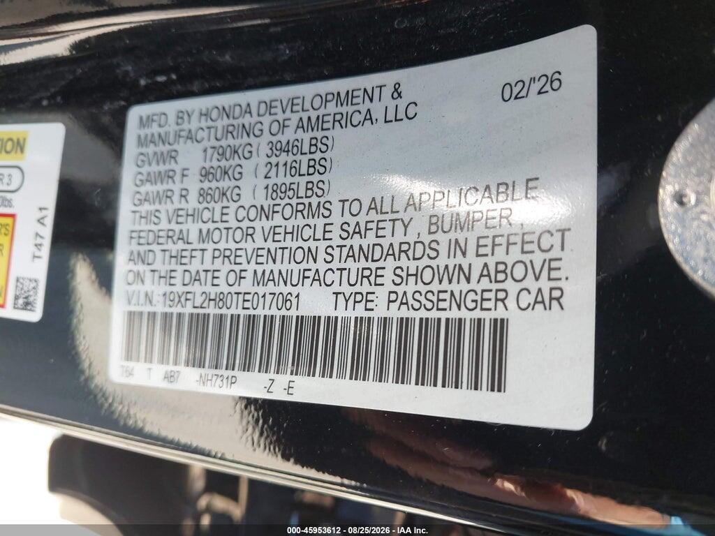 19XFL2H80TE017061 2026 HONDA CIVIC photo no. 9