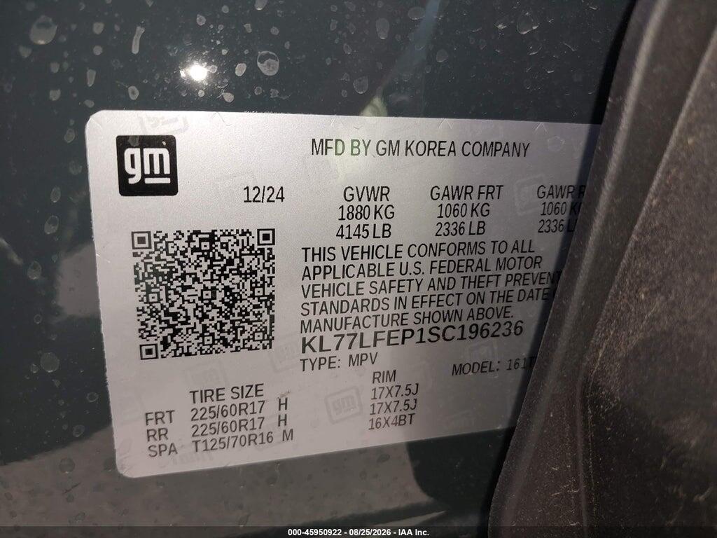 KL77LFEP1SC196236 2025 CHEVROLET TRAX photo no. 9