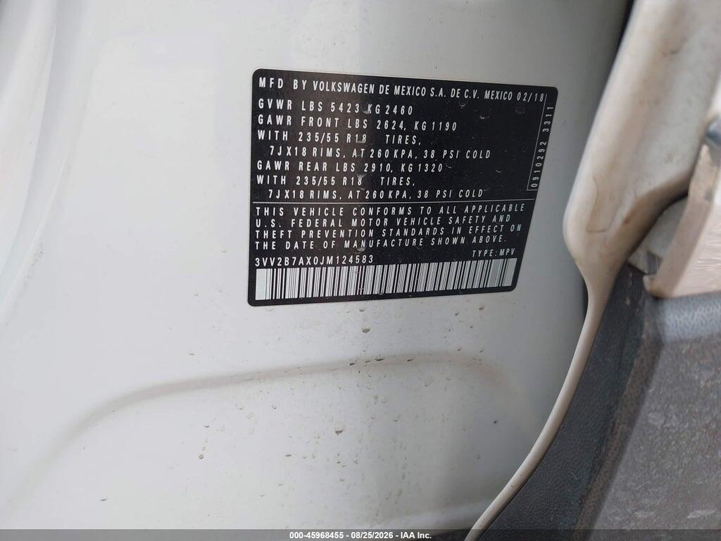 3VV2B7AX0JM124583 2018 VOLKSWAGEN TIGUAN photo no. 9