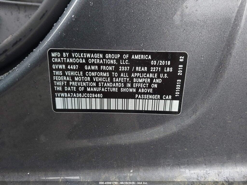 1VWBA7A36JC029460 2018 VOLKSWAGEN PASSAT photo no. 9