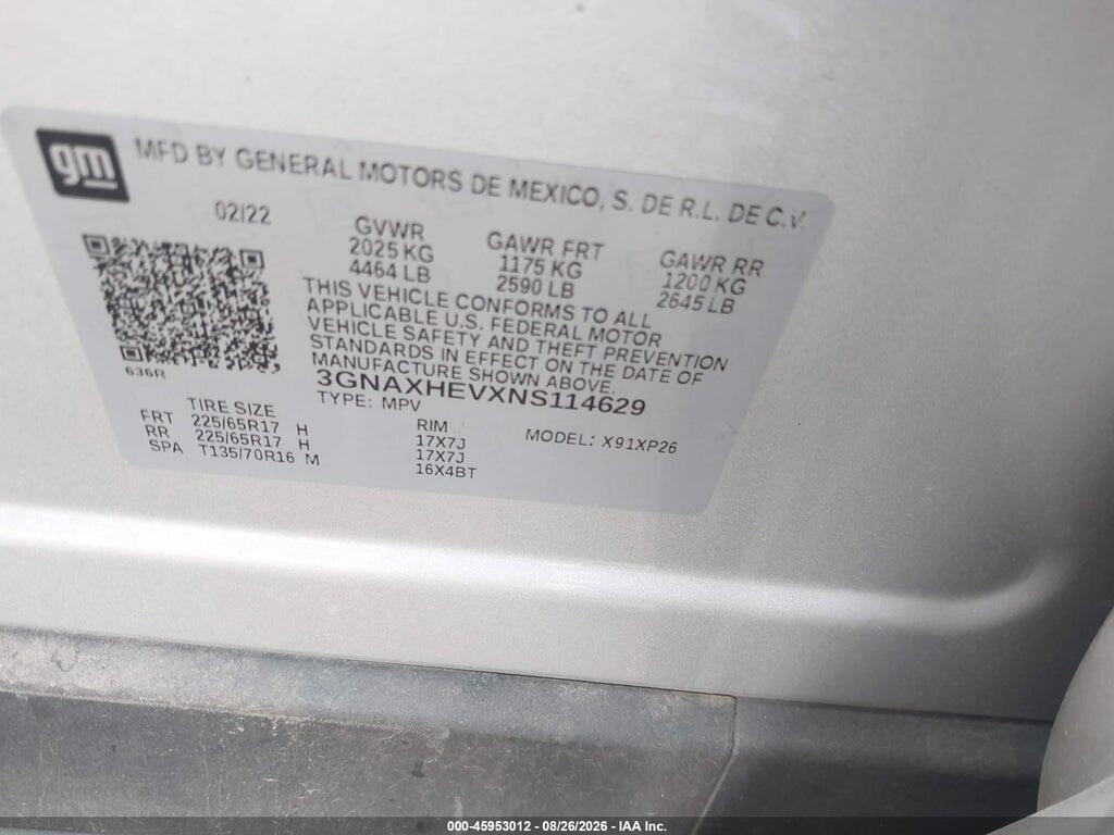 3GNAXHEVXNS114629 2022 CHEVROLET EQUINOX photo no. 9