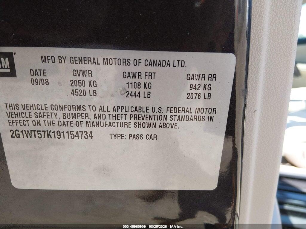 2G1WT57K191154734 2009 CHEVROLET IMPALA photo no. 9