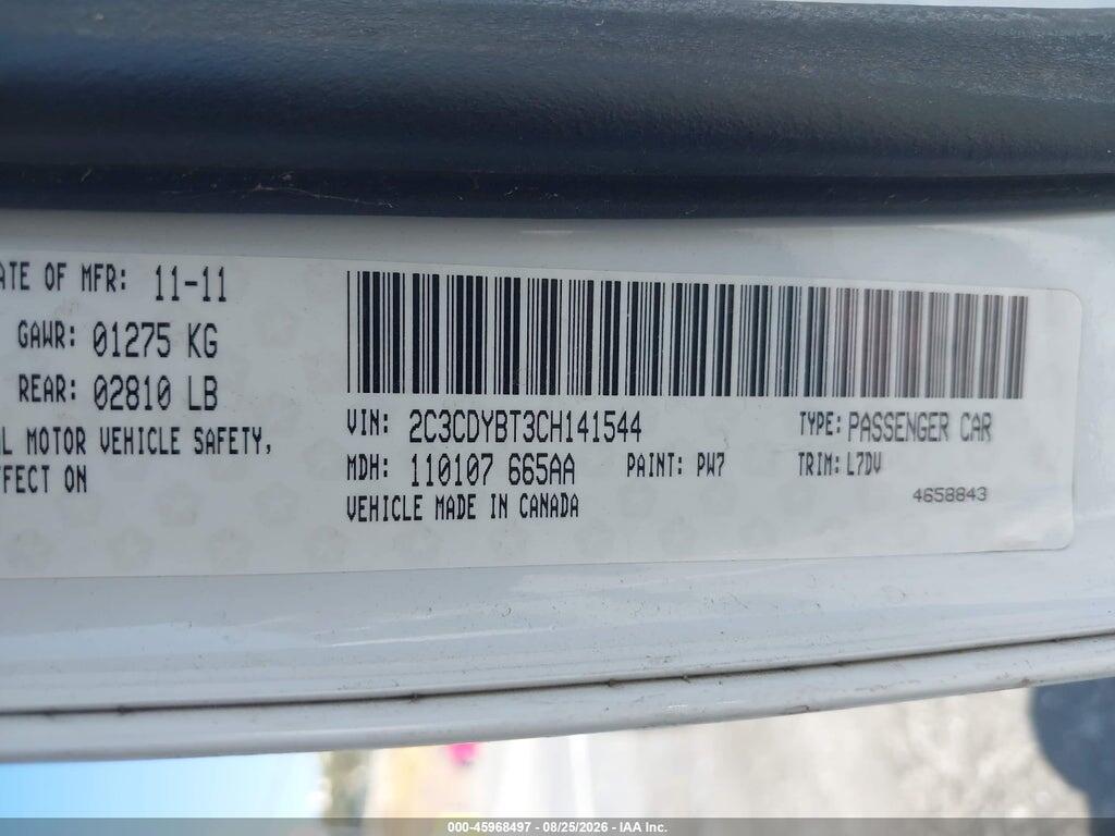 2C3CDYBT3CH141544 2012 DODGE CHALLENGER photo no. 9