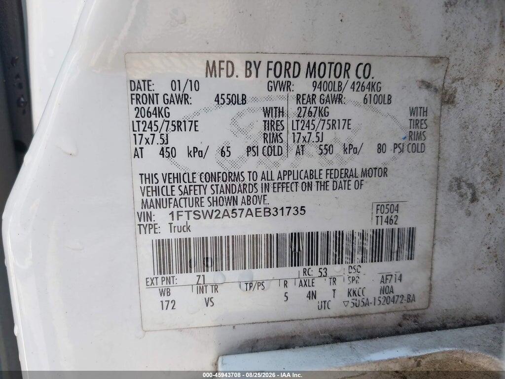 1FTSW2A57AEB31735 2010 FORD SUPER DUTY F-250 SRW photo no. 9