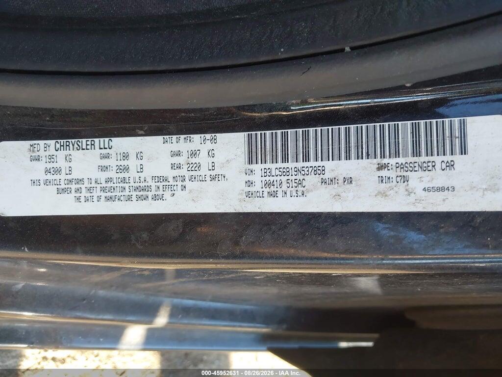 1B3LC56B19N537858 2009 DODGE AVENGER photo no. 9