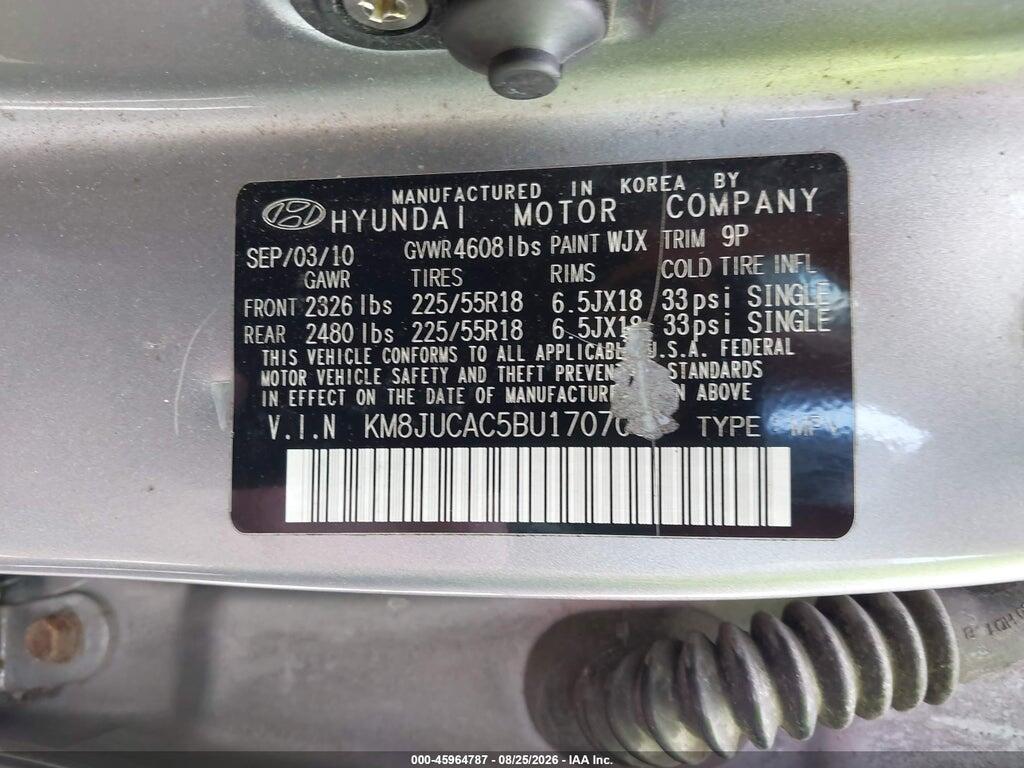 KM8JUCAC5BU170705 2011 HYUNDAI TUCSON photo no. 9