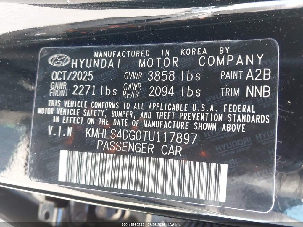 KMHLS4DG0TU117897 2026 HYUNDAI ELANTRA photo no. 9