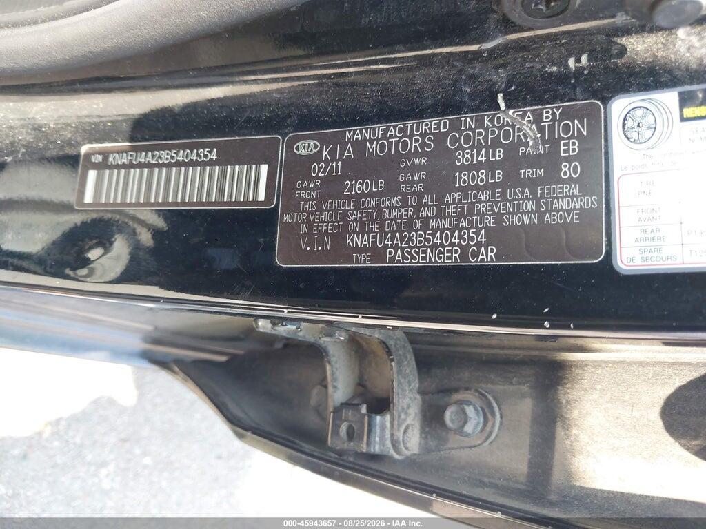 KNAFU4A23B5404354 2011 KIA FORTE photo no. 9