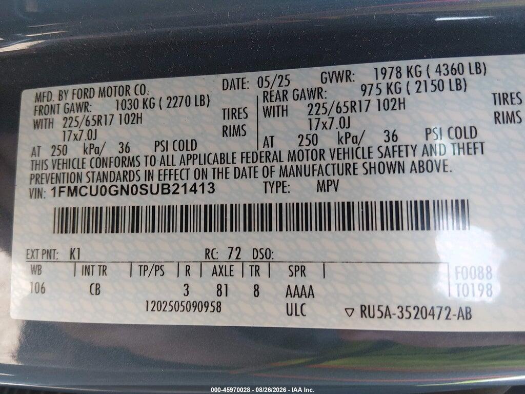 1FMCU0GN0SUB21413 2025 FORD ESCAPE photo no. 9