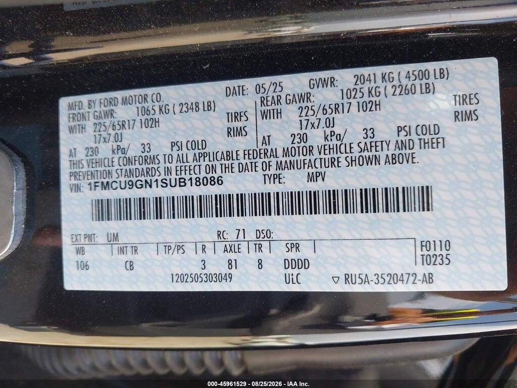 1FMCU9GN1SUB18086 2025 FORD ESCAPE photo no. 9