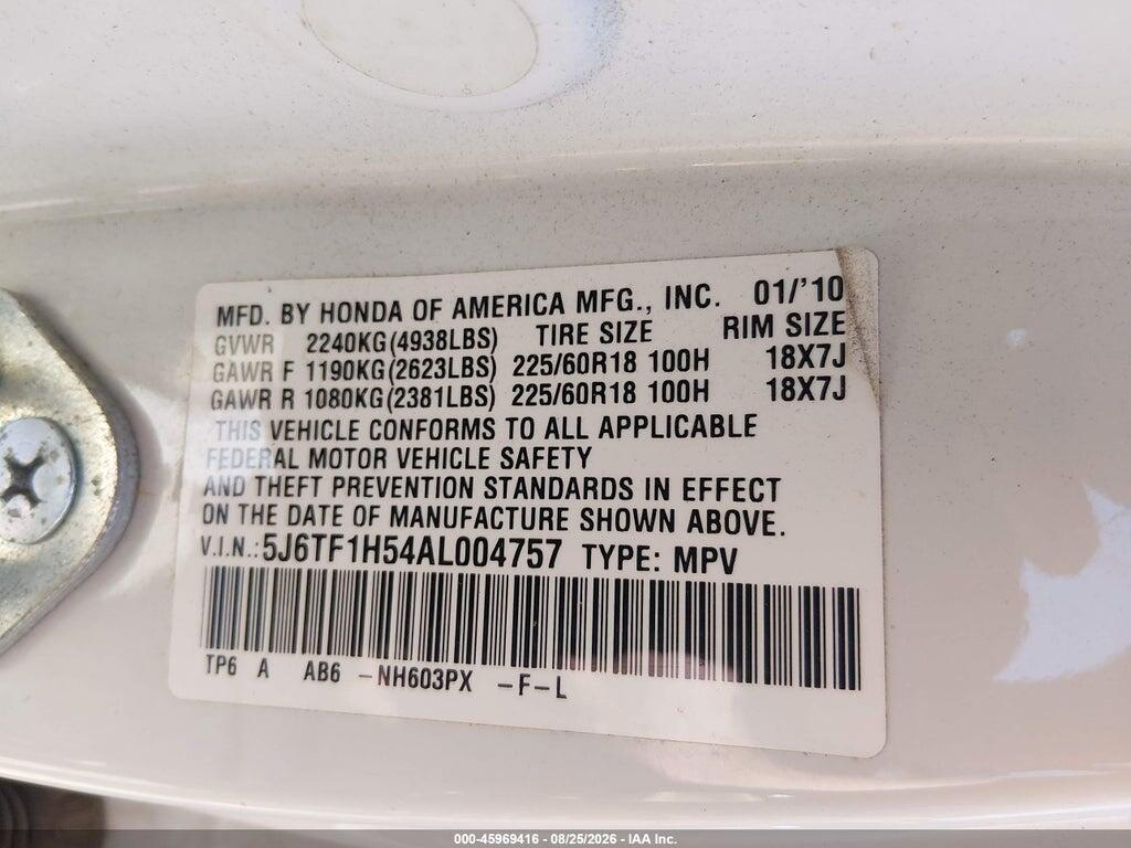 5J6TF1H54AL004757 2010 HONDA ACCORD CROSSTOUR photo no. 9