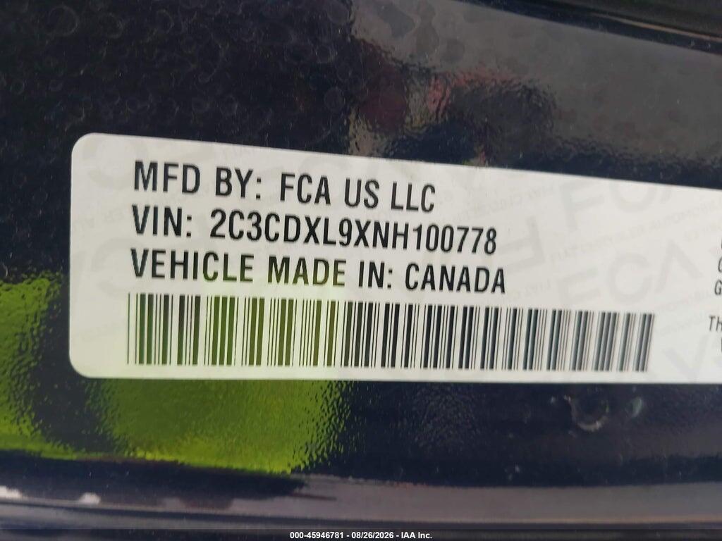 2C3CDXL9XNH100778 2022 DODGE CHARGER photo no. 9