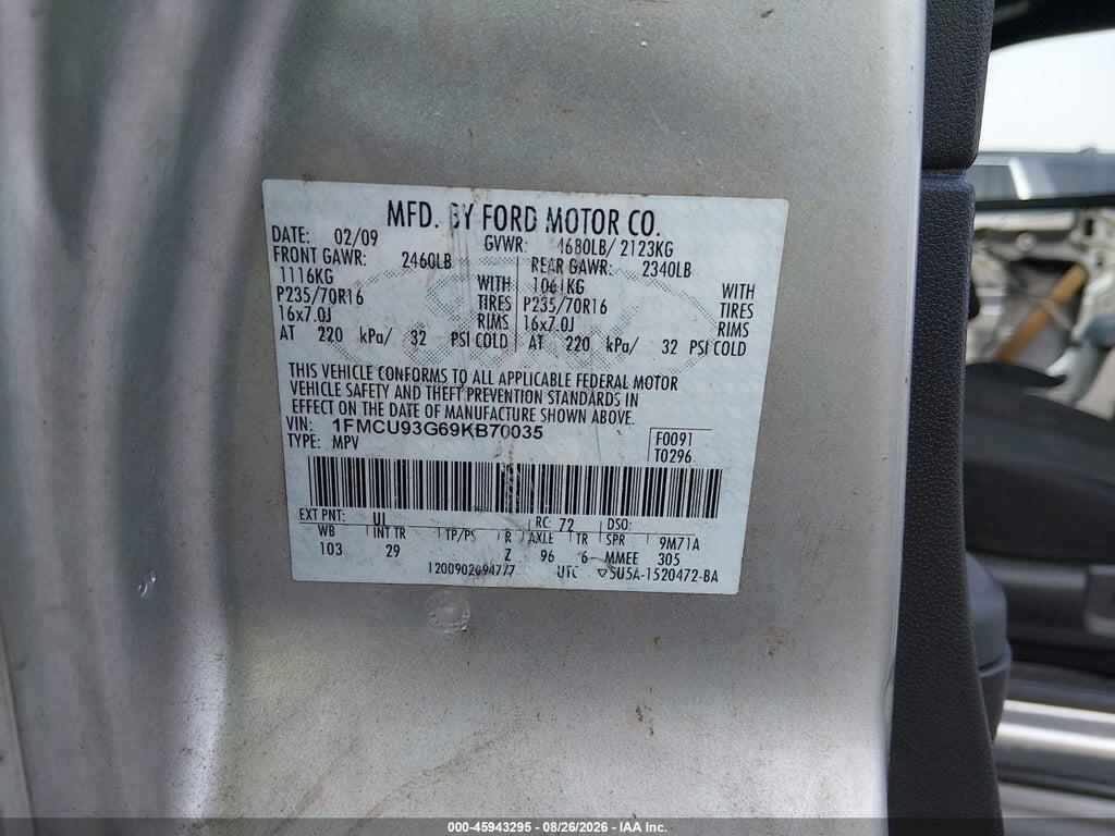1FMCU93G69KB70035 2009 FORD ESCAPE photo no. 9