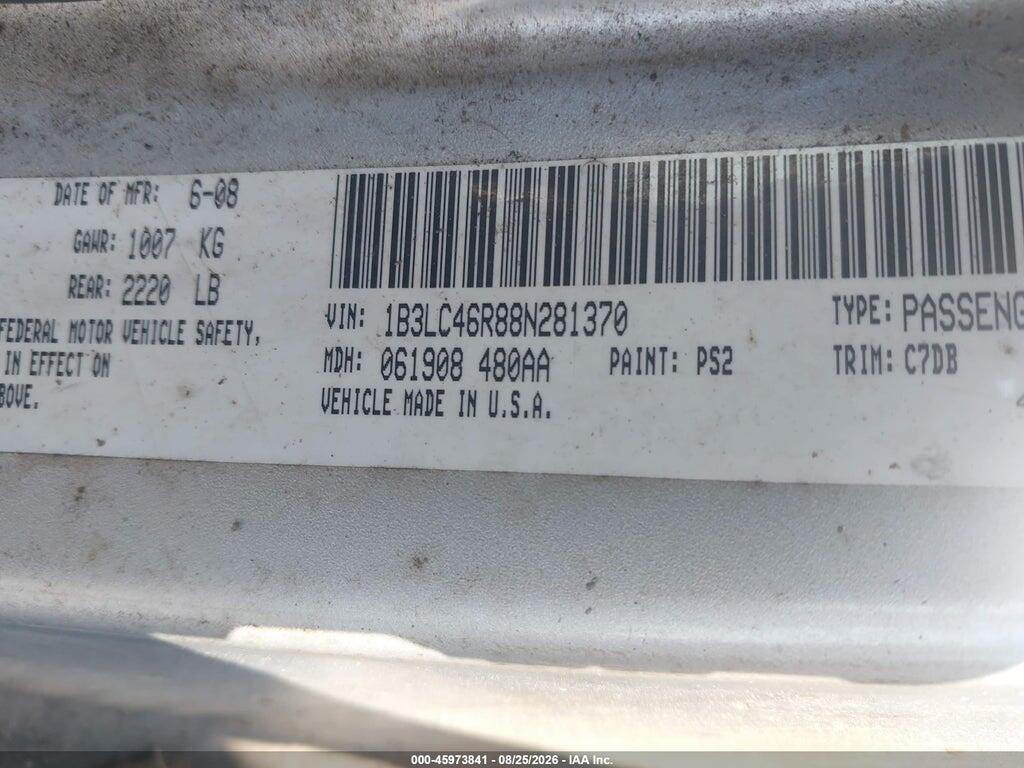 1B3LC46R88N281370 2008 DODGE AVENGER photo no. 9
