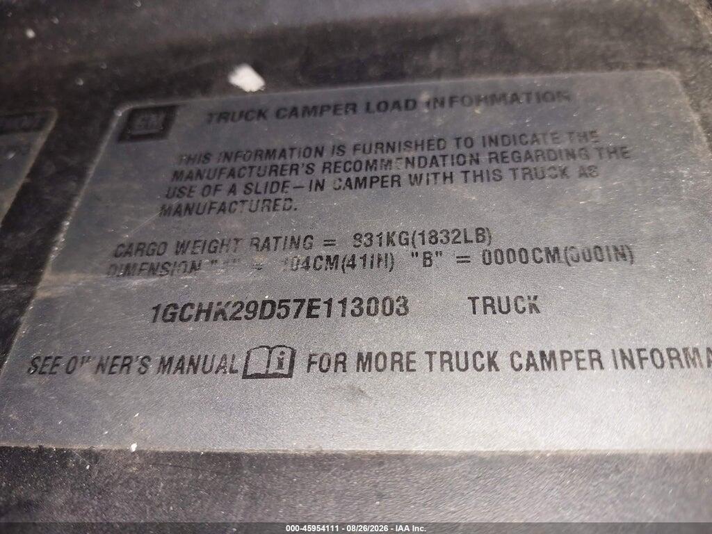 1GCHK29D57E113003 2007 CHEVROLET SILVERADO 2500HD CLASSIC photo no. 9