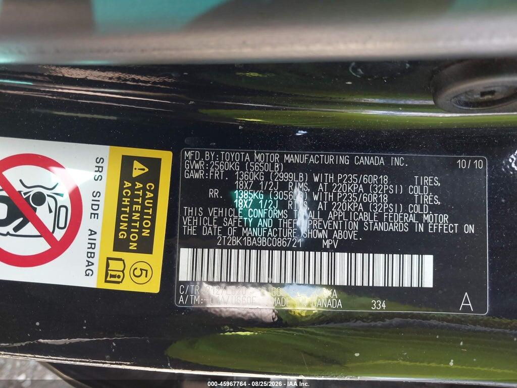 2T2BK1BA9BC086721 2011 LEXUS RX 350 photo no. 9