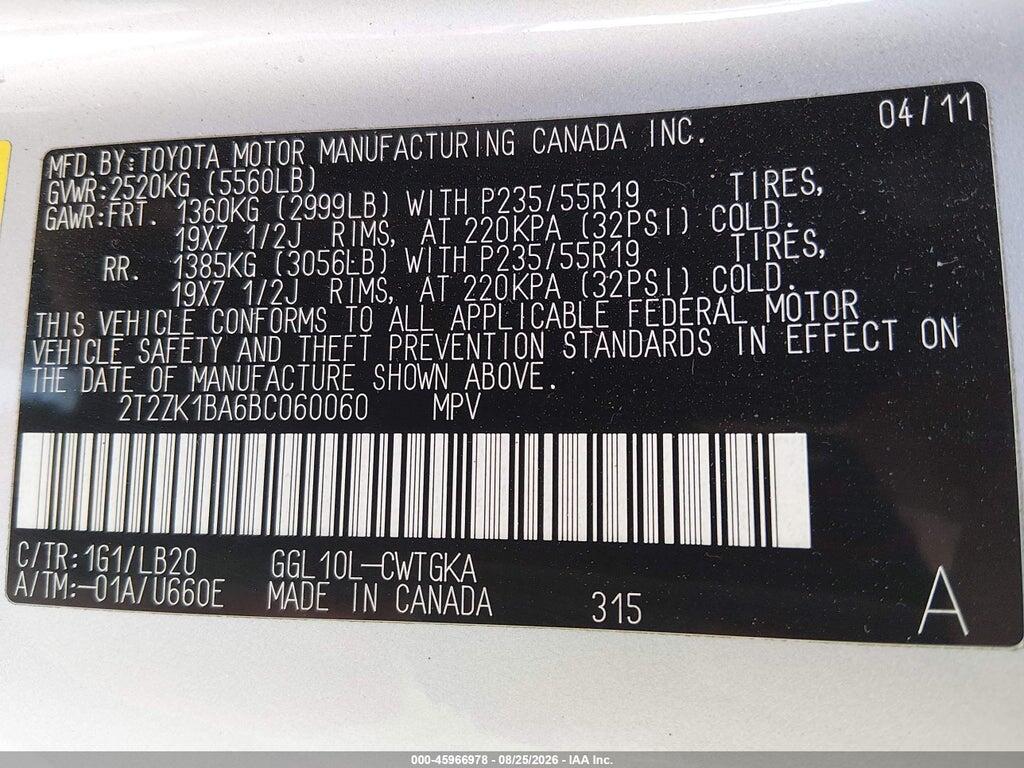 2T2ZK1BA6BC060060 2011 LEXUS RX 350 photo no. 9