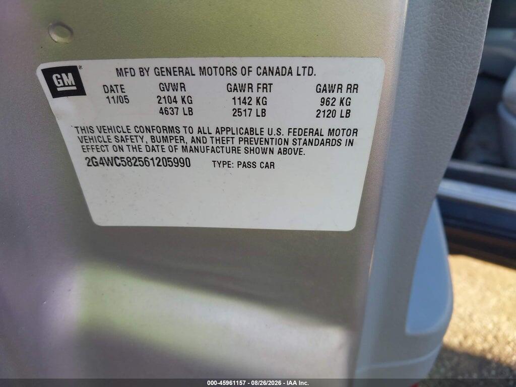 2G4WC582561205990 2006 BUICK LACROSSE photo no. 9