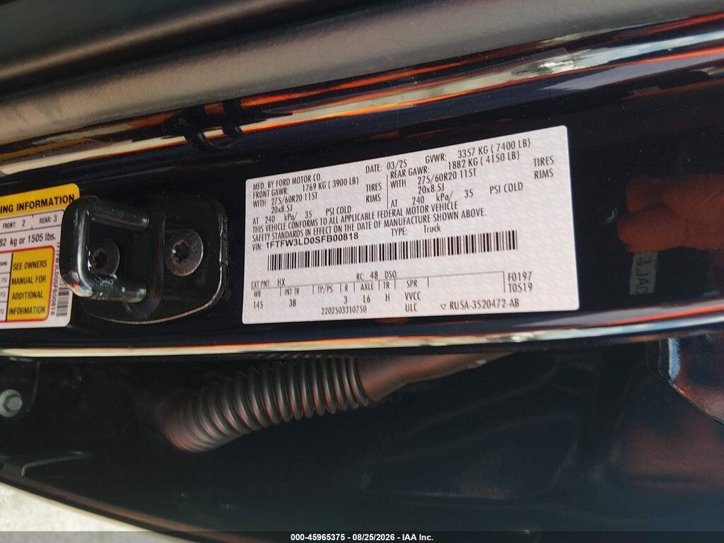 1FTFW3LD0SFB00818 2025 FORD F-150 photo no. 9