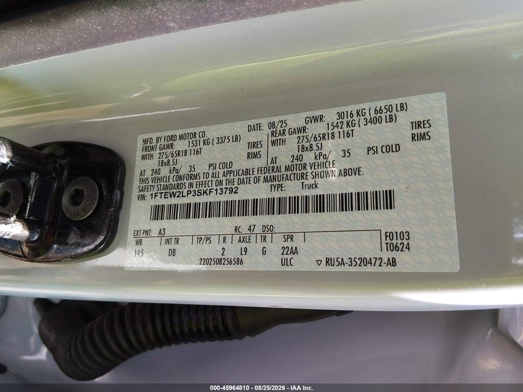 1FTEW2LP3SKF13792 2025 FORD F-150 photo no. 9