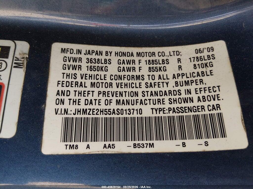 JHMZE2H55AS013710 2010 HONDA INSIGHT photo no. 9