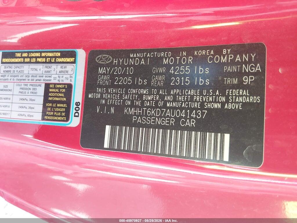 KMHHT6KD7AU041437 2010 HYUNDAI GENESIS photo no. 9