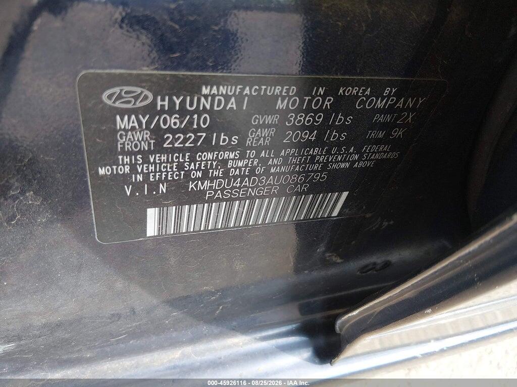KMHDU4AD3AU086795 2010 HYUNDAI ELANTRA photo no. 9