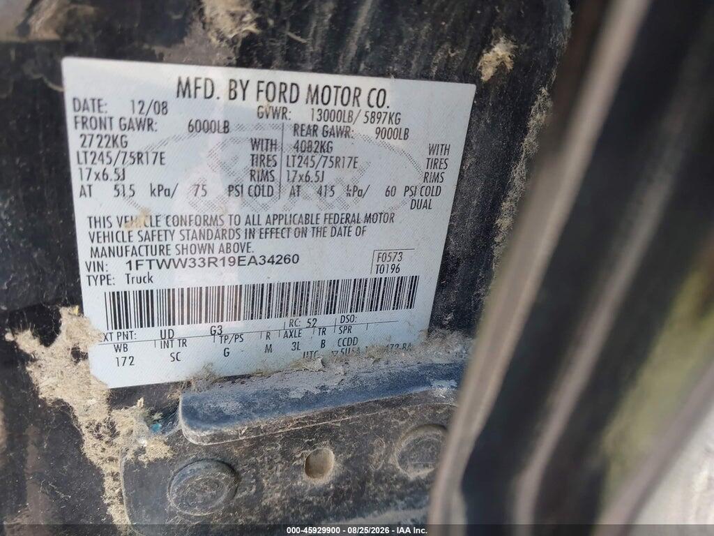 1FTWW33R19EA34260 2009 FORD SUPER DUTY F-350 DRW photo no. 9