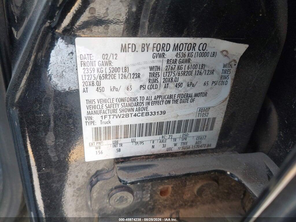 1FT7W2BT4CEB33139 2012 FORD SUPER DUTY F-250 SRW photo no. 9