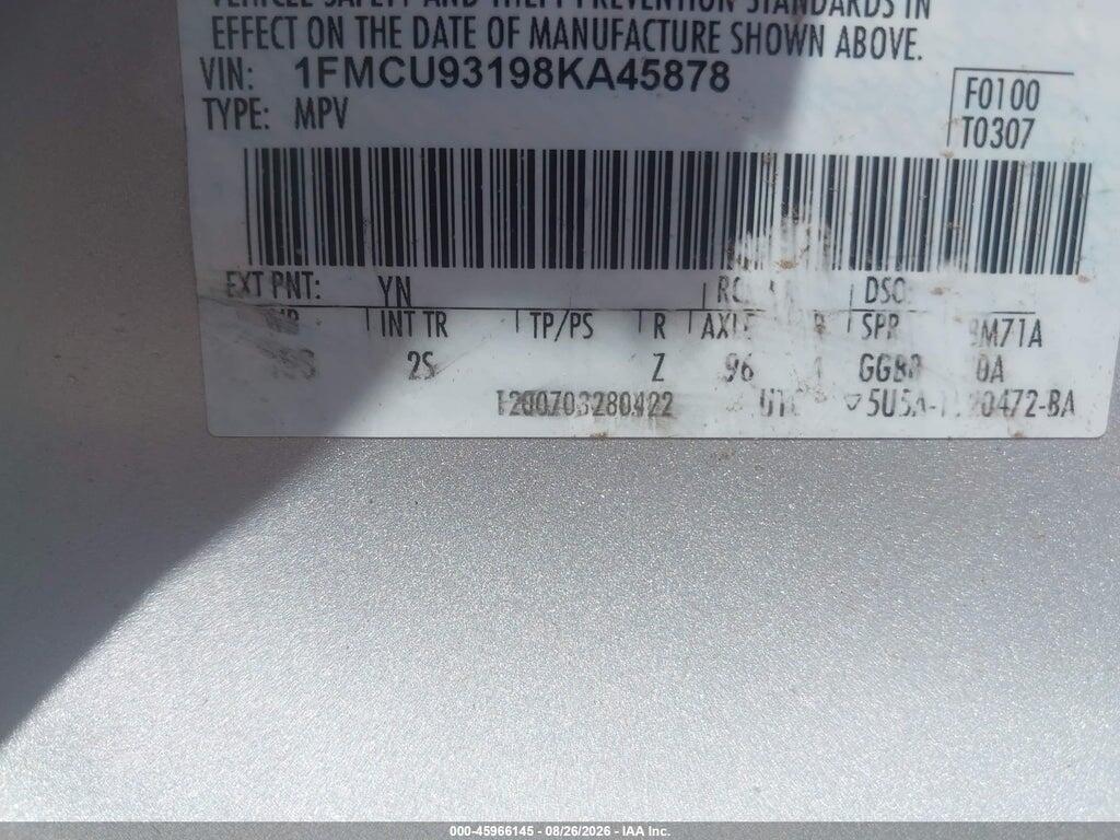 1FMCU93198KA45878 2008 FORD ESCAPE photo no. 9