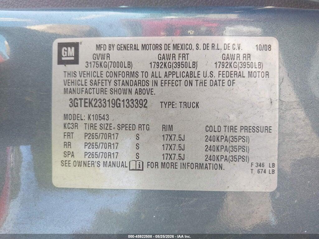 3GTEK23319G133392 2009 GMC SIERRA 1500 photo no. 9