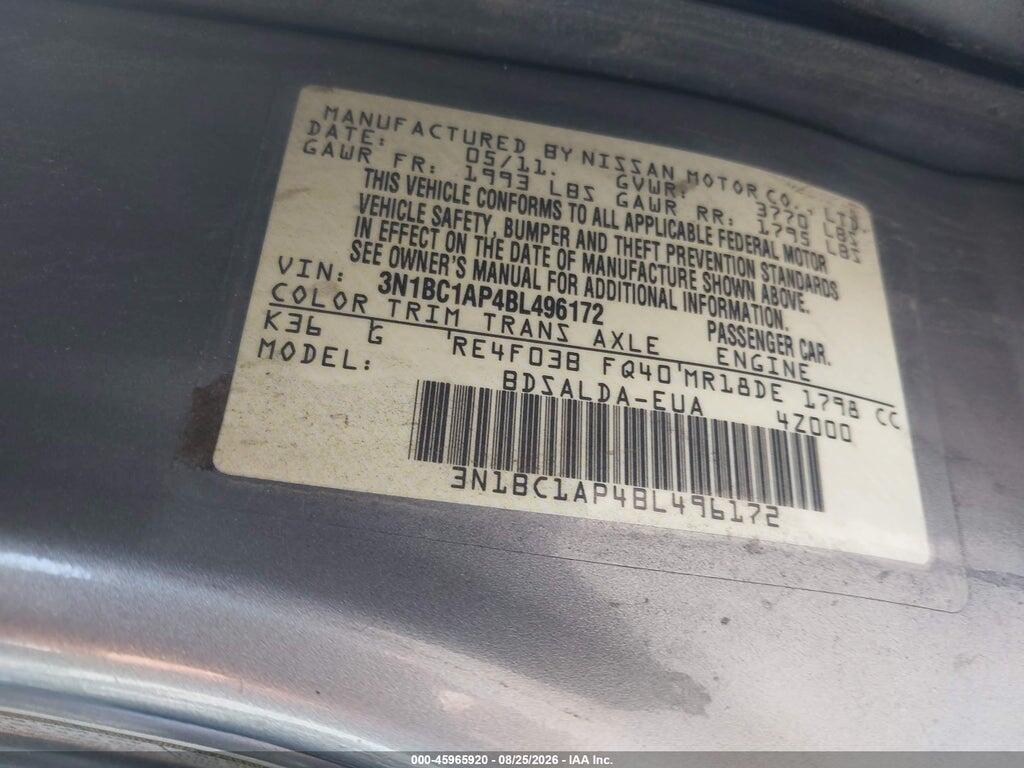3N1BC1AP4BL496172 2011 NISSAN VERSA photo no. 9