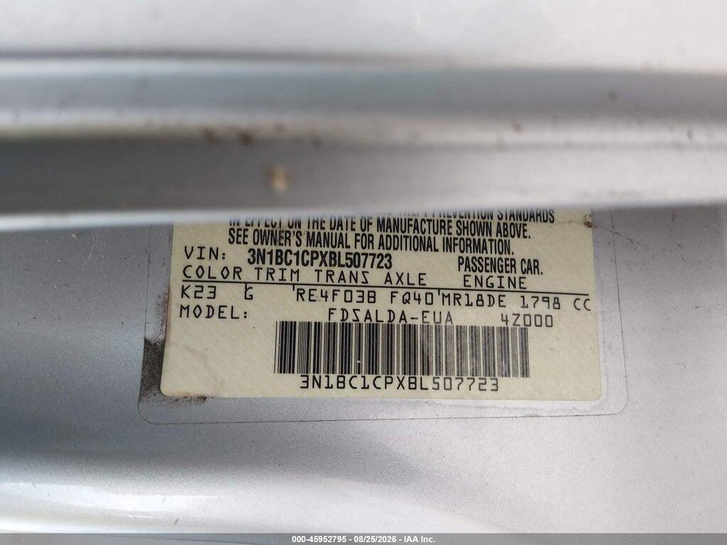 3N1BC1CPXBL507723 2011 NISSAN VERSA photo no. 9
